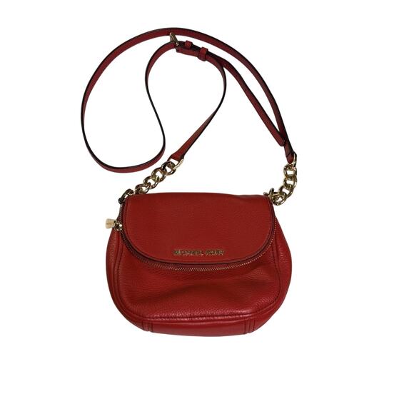 Michael Kors Red Messenger Bag Crossbody Shoulder Pebble Leather EUC